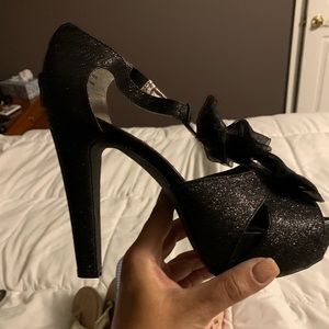 Black glitter high heels
